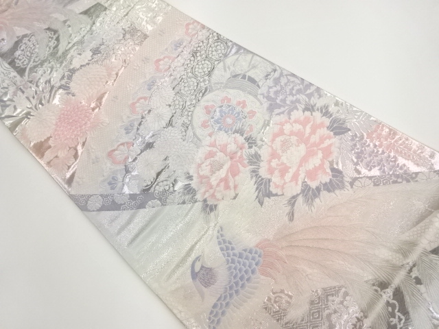 JAPANESE KIMONO / VINTAGE FUKURO OBI / WOVEN FLOWERS